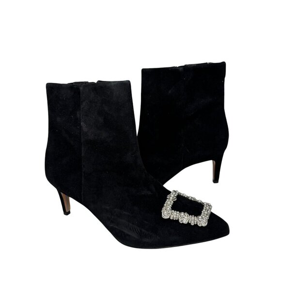 Sam Edelman Womens Ulissa Luster Ankle Bootie US 7 Black Suede Rhinestone Pearl - Picture 3 of 8